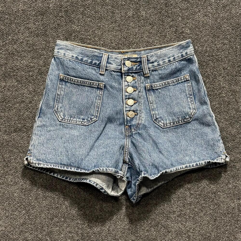 Levis Premium Shorts Womens 27 Blue 80s Mom High Rise Button Fly Denim Casual